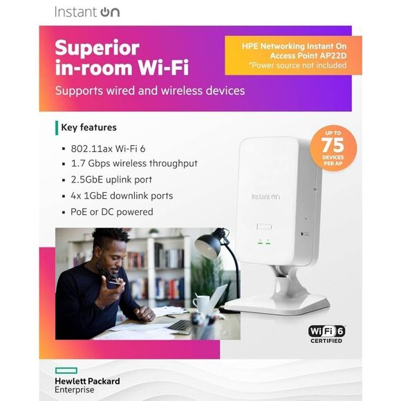 HPE Networking Instant On AP22D (US) - wireless access point - Wi-Fi 6 (S1U75A) - Picture 3 of 9